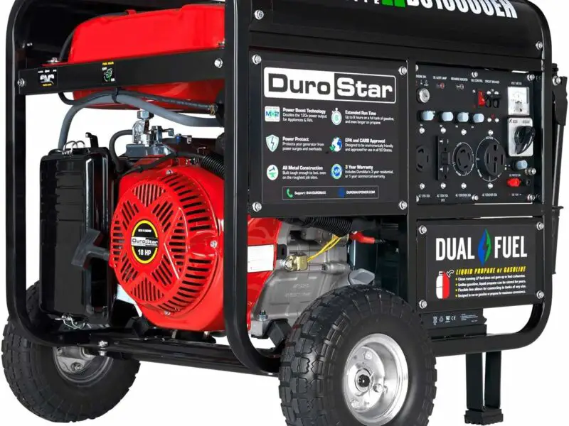 DuroStar dual fuel portable generator on wheels.